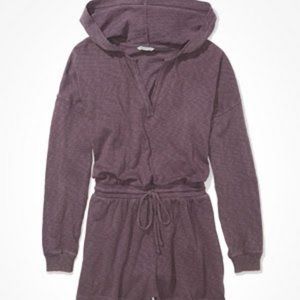 PRICE DROP AE Small Purple Romper NWOT (with pockets, hood)